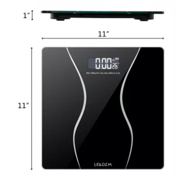 Black Digital Body Weight Bathroom Scale Glass LCD - Picture 7 of 10